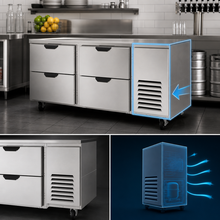 Product image #3 for Beverage-Air 67-Inch Two-Section Undercounter Drawer Refrigerator, 4 Drawers