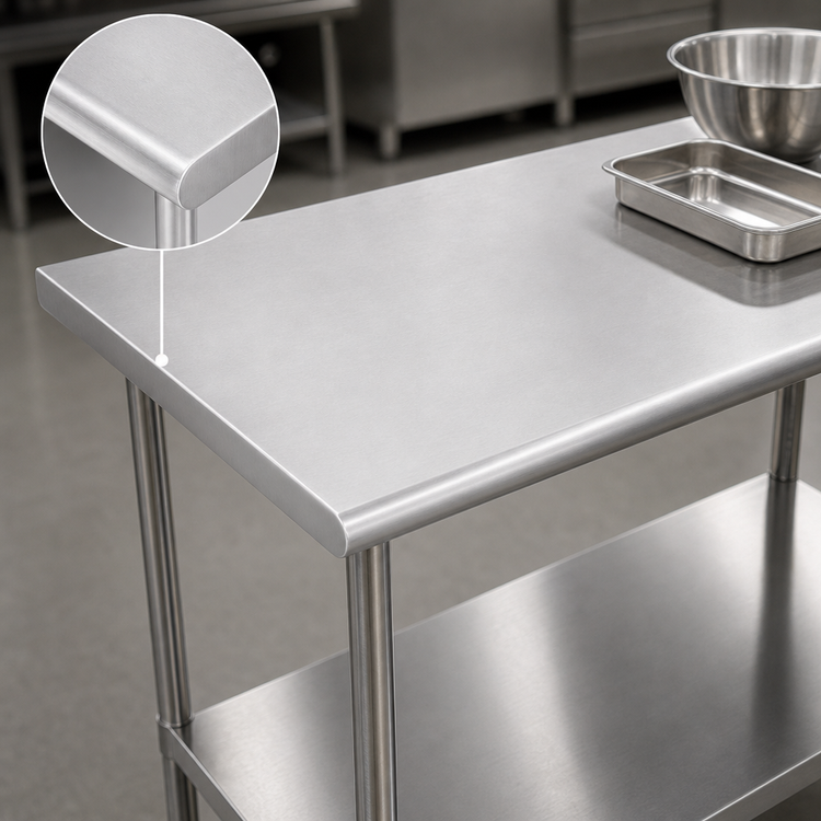 Product image #3 for Sapphire Manufacturing 48-Inch x 14-Inch 18-Gauge 400-Series Stainless Steel Work Table with Adjustable Undershelf