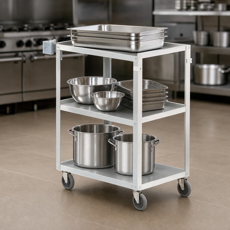 Product image #3 for Vollrath Stainless Steel 3-Shelf Utility Bus Cart, 400 lb Capacity