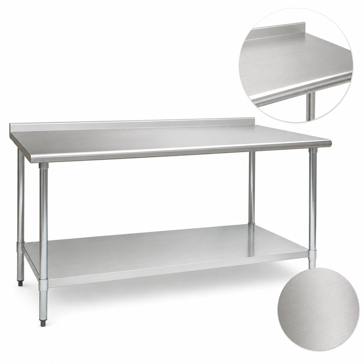 Product image #3 for Eagle Group Budget Series 84" x 24" 430 Stainless Steel Work Table with Rear Up-Turn and Adjustable Undershelf
