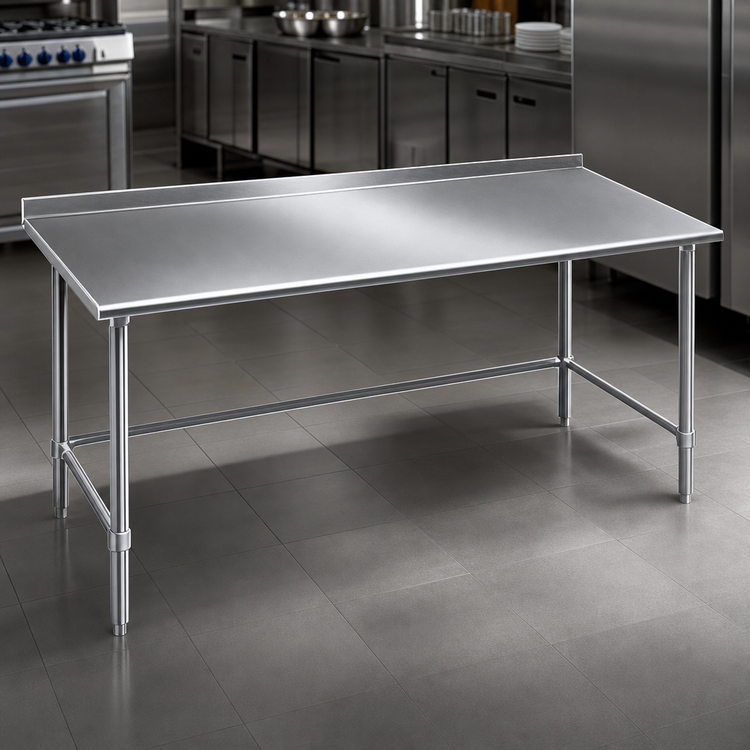 Product image #3 for Eagle Budget Series 108-Inch x 24-Inch 430 Stainless Steel Work Table with Rear Up-Turn
