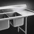 Thumbnail image #3 for Eagle Group 414 Series Commercial 2-Compartment Stainless Steel Sink with Right Drainboard, 72-3/4