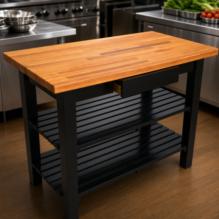 Product image #4 for John Boos Appalachian Oak Country Work Table, 48 x 25 x 34-3/4 Inches, 1-1/2-Inch Thick Top, with Slatted Undershelf