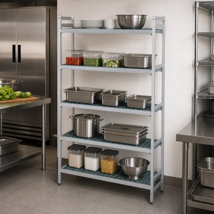 Product image #3 for Fermostock 5-Shelf Stationary Polymer Shelving Starter Unit, 59W x 14D x 83H