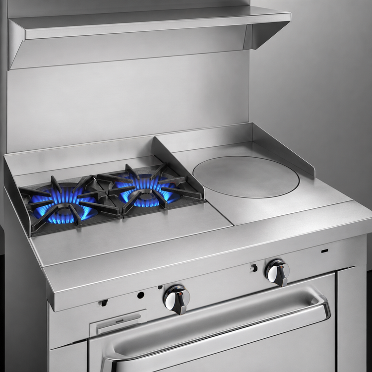 Product image #3 for Southbend Platinum 32-Inch Modular Countertop Gas Range with 2 Open Burners and 16-Inch Hot Top