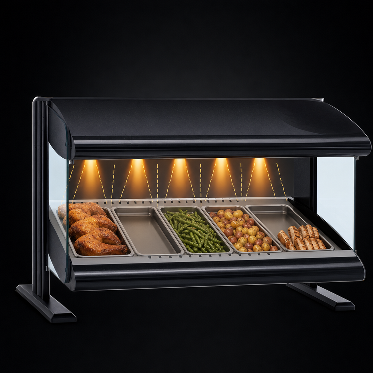 Product image #3 for Hatco Spot On Slant Countertop Heated Zone Merchandiser Warmer, 60-Inch, Single Shelf, 6-Zone