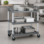 Thumbnail image #4 for Winco UC-3019G 3-Tier Gray Plastic Utility Bus Cart, 400 lb Capacity