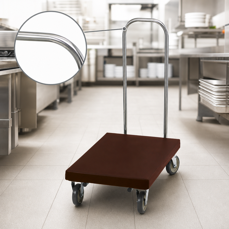 Product image #4 for Cambro Dark Brown Utility Platform Truck with Chrome Handle, 600 lb Capacity