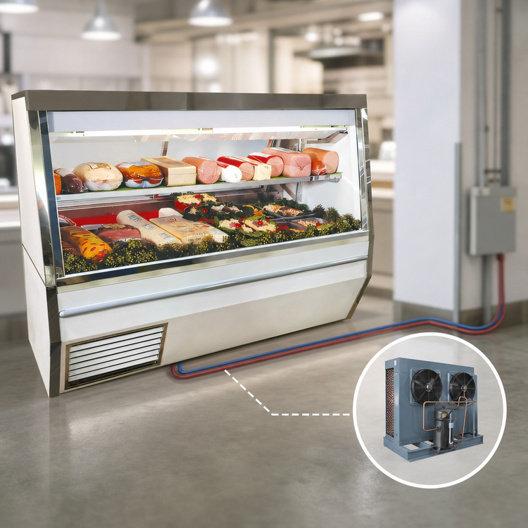 Product image #3 for Howard-McCray 34N Series Double Duty Remote Deli Meat & Cheese Service Case, 120 Inch, LED Lighting, White Finish