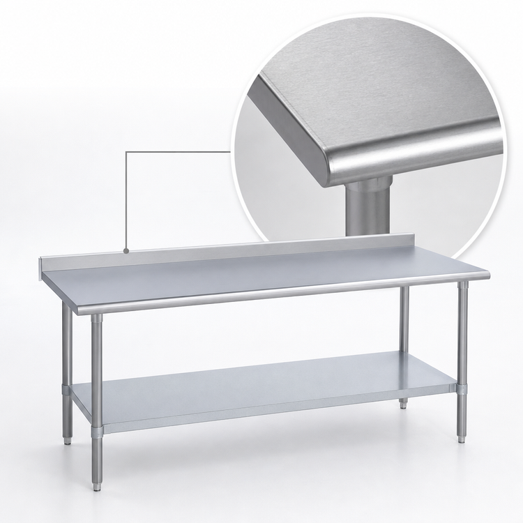 Product image #3 for Duke 60 Inch x 30 Inch Open Base Stainless Steel Work Table with 1-1/8 Inch Riser and Galvanized Undershelf