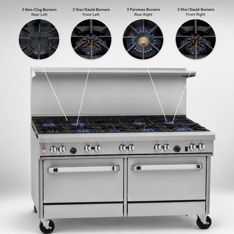 Product image #3 for Southbend Ultimate 60-Inch Gas Restaurant Range with 9 Open Burners, Standard Oven, and Convection Oven