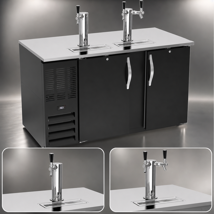 Product image #3 for Beverage-Air 58-Inch Direct Draw Beer Dispenser with Solid Doors, Dual Towers, and 3-Keg Capacity