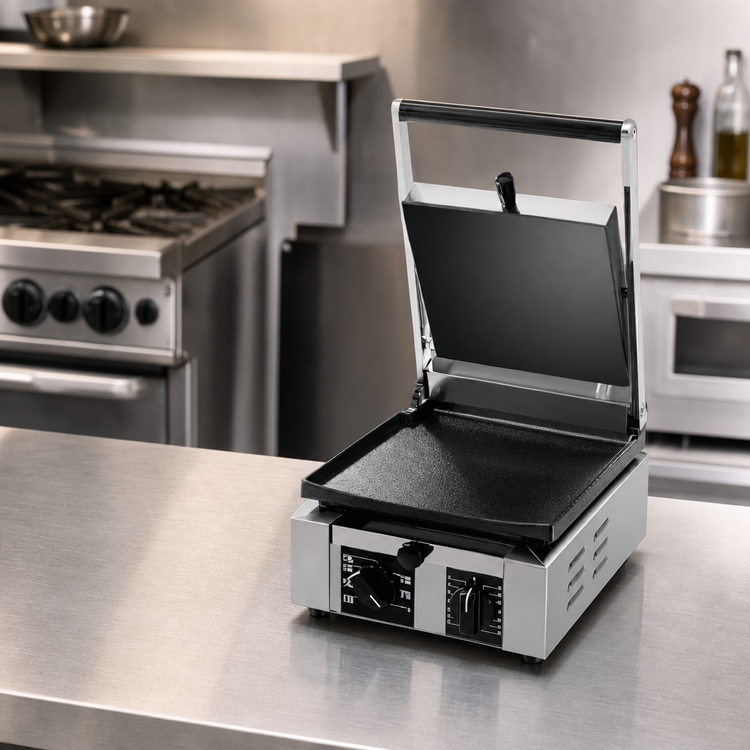 Product image #3 for Univex Single Countertop Electric Panini Press with Smooth Cast Iron Plates and Timer