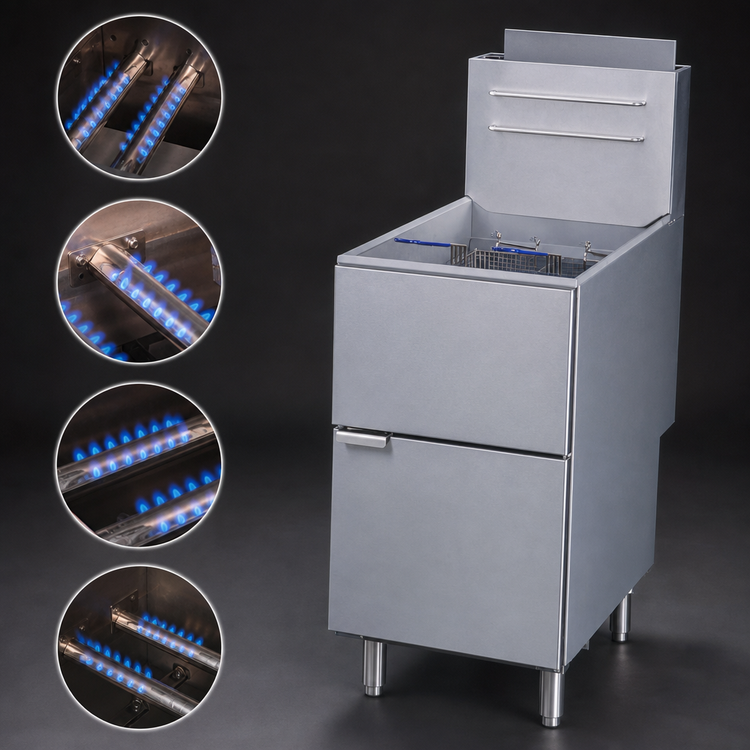 Product image #3 for Serv-Ware 50 lb Floor Model Liquid Propane Gas Deep Fryer