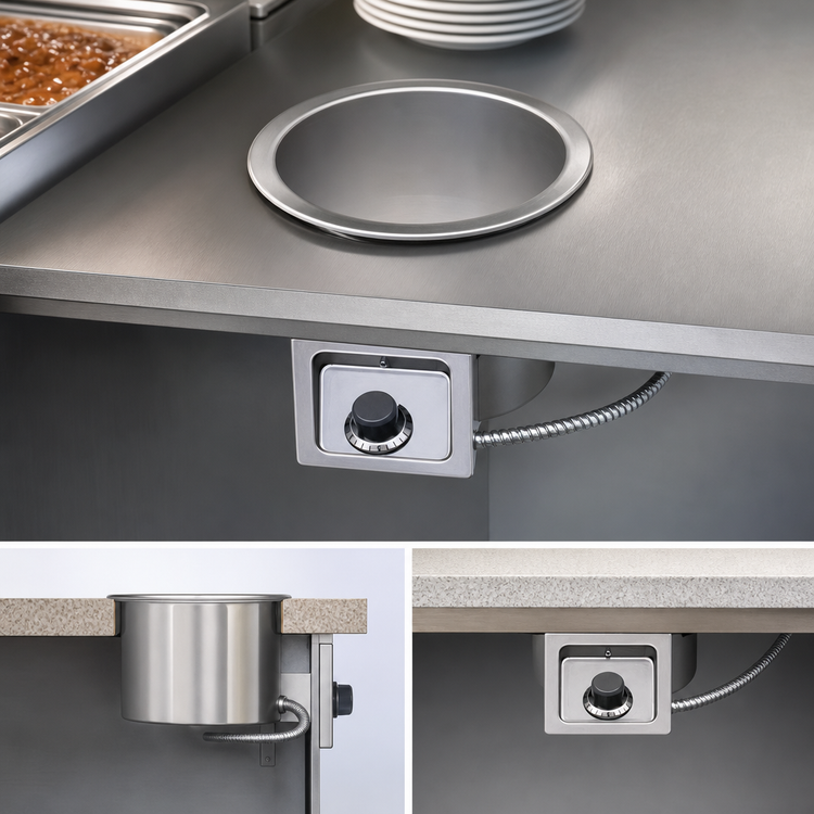 Product image #3 for Wells SS8TDUI Electric 7-Quart Round Drop-In Food Warmer, Top-Mount, Fully Insulated, Thermostatic, With Drain