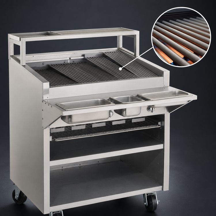 Product image #3 for Bakers Pride Dante Series 48-Inch Floor Model Gas Radiant Charbroiler with Open Cabinet Base