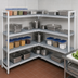 Thumbnail image #3 for Fermostock 4-Tier Perforated Corner Expansion Polymer Shelving Unit, 83 Inch H x 31 Inch W x 22 Inch D, Gray