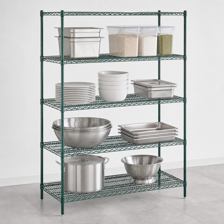 Product image #3 for Metro Super Erecta Convenience Pak Stationary Wire Shelving Unit, 36" W x 18" D x 74" H, 4 Shelves, Metroseal 3 Green