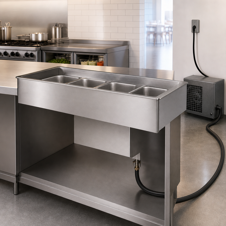 Product image #3 for Atlas Metal RMX-4 4-Pan Remote Refrigerated Cold Well Drop-In Unit