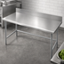 Thumbnail image #3 for Advance Tabco 72-Inch x 30-Inch 14 Gauge 304 Stainless Steel Work Table with 10-Inch Backsplash, No-Drip Edge, and Galvanized Open Base