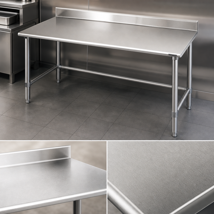 Product image #3 for Eagle Deluxe Series Stainless Steel Work Table with 4-1/2-Inch Backsplash, 48 x 36 Inches