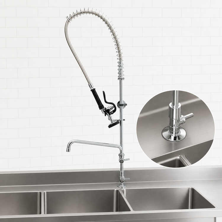Product image #3 for equip Single-Hole Deck Mount Pre-Rinse Unit with 14-Inch Swing Nozzle and Add-On Faucet