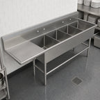 Thumbnail image #3 for John Boos Pro-Bowl 4PB18-1D30L 4-Compartment Stainless Steel Sink with Left Drainboard, 12-Inch Deep Bowls, 16-Gauge, 10-Inch Backsplash