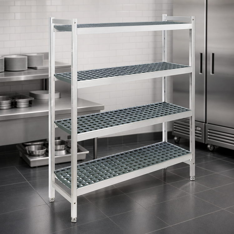 Product image #3 for Fermostock 4-Tier Starter Polymer Shelving Unit, 26"W x 22"D x 66"H, Gray