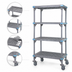 Thumbnail image #3 for Quantum Millenia Mobile Polymer Starter Shelving Unit with 4 Open Grid Shelves, 72