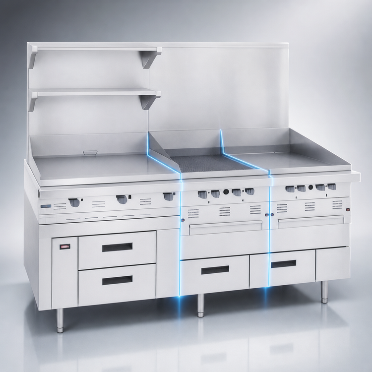 Product image #3 for Arctic Fire GN17C102 102-Inch Three-Section Stainless Steel Self-Contained Refrigerator Base with 6 Drawers
