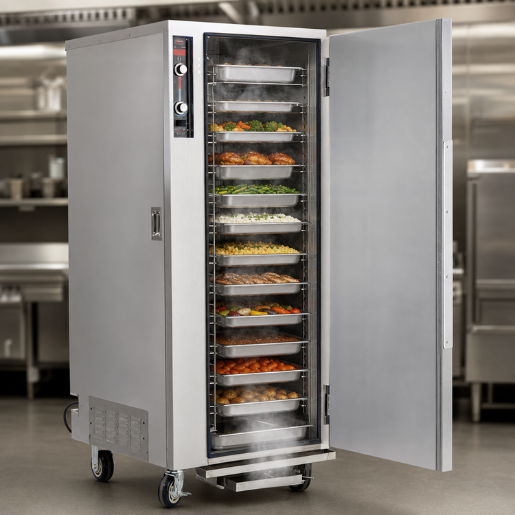 Product image #3 for FWE MT-1826-18 Full-Height Mobile Humidified Heated Holding Cabinet, 12 Pan Capacity, Stainless Steel