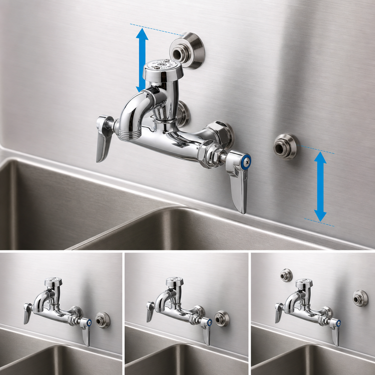 Product image #3 for T&S Brass Wall-Mount Service Sink Faucet with Vacuum Breaker Nozzle, Adjustable Centers, and Integral Stops