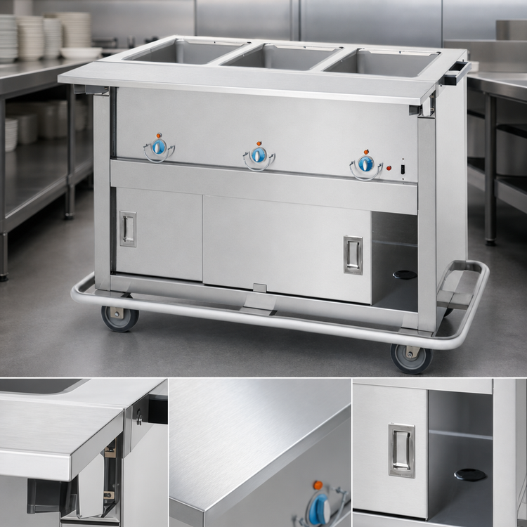 Product image #3 for Thurmaduke EP-3-CBSS 3-Well Portable Electric Steamtable with Stainless Steel Body