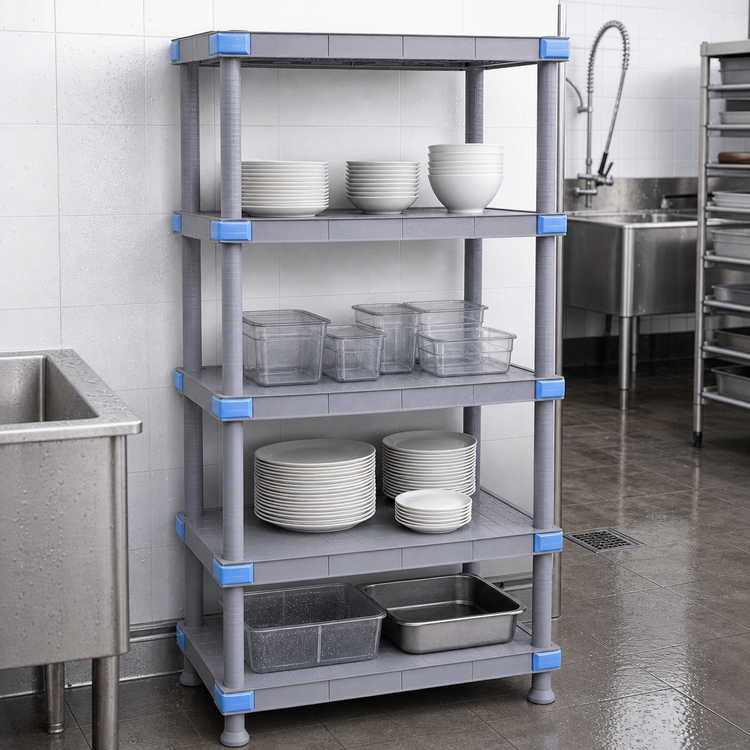 Product image #3 for Quantum Millenia 24"W x 24"D x 50"H Solid Polymer Starter Shelving Unit, Gray