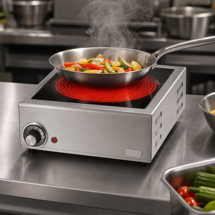 Product image #3 for Wells HC-100 Countertop Electric Glass-Ceramic Hotplate, 1 Burner, 120V