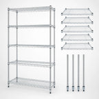 Thumbnail image #3 for Quantum WR54-2130S-5 Stationary Stainless Steel Wire Shelving Starter Kit, 30"W x 21"D x 54"H, 5 Shelves