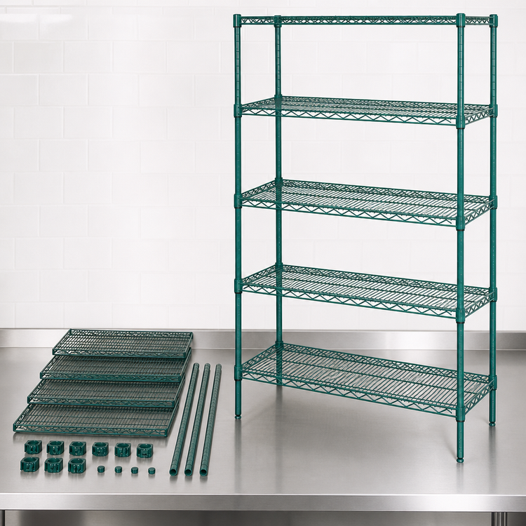 Product image #3 for Quantum 60 Inch W x 12 Inch D x 63 Inch H Stationary 5-Shelf Wire Shelving Starter Kit