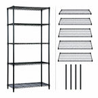 Thumbnail image #3 for Quantum WR74-1424BK-5 Stationary Wire Shelving Starter Unit, 24 x 14 x 74 in., 5 Shelves, Black Epoxy Finish