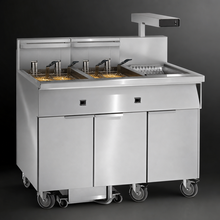 Product image #3 for Imperial Electric Floor Model 2-Battery Fryer with Built-In Filter System and Dump Station