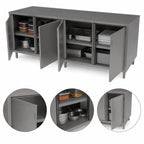 Thumbnail image #4 for BK Resources CST-3084H Stainless Steel Chef Table with Hinged Cabinet Doors, 84 x 30 Inches, 16-Gauge Top, Adjustable Legs