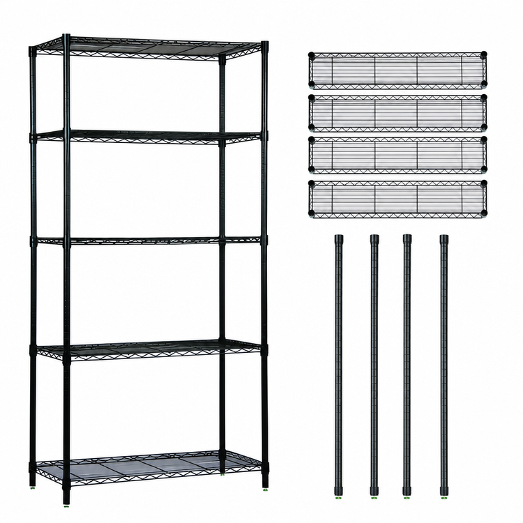 Product image #3 for Quantum 48" W x 24" D x 54" H Stationary Wire Shelving Starter Kit, 5 Shelves