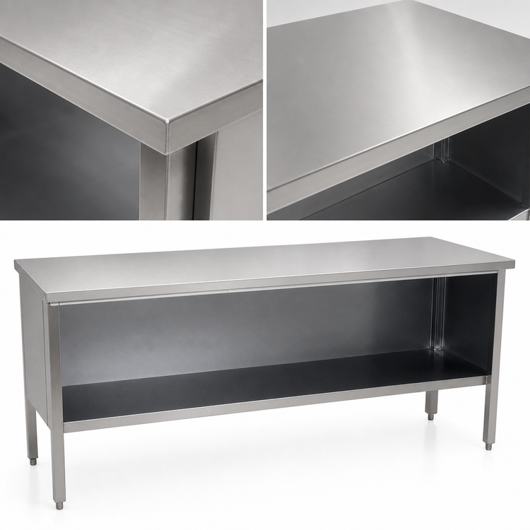 Product image #3 for John Boos Open Front Cabinet Base Stainless Steel Work Table, 144 x 24 Inches, 14-Gauge Flat Top