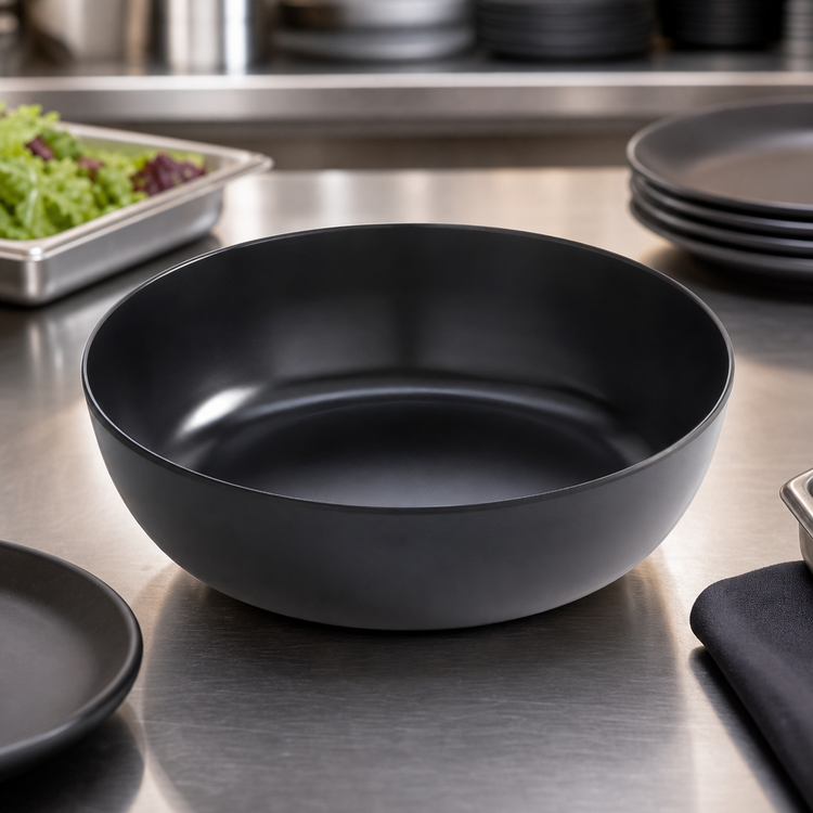 Product image #4 for Ani 104 oz Round Black Melamine Serving Bowl