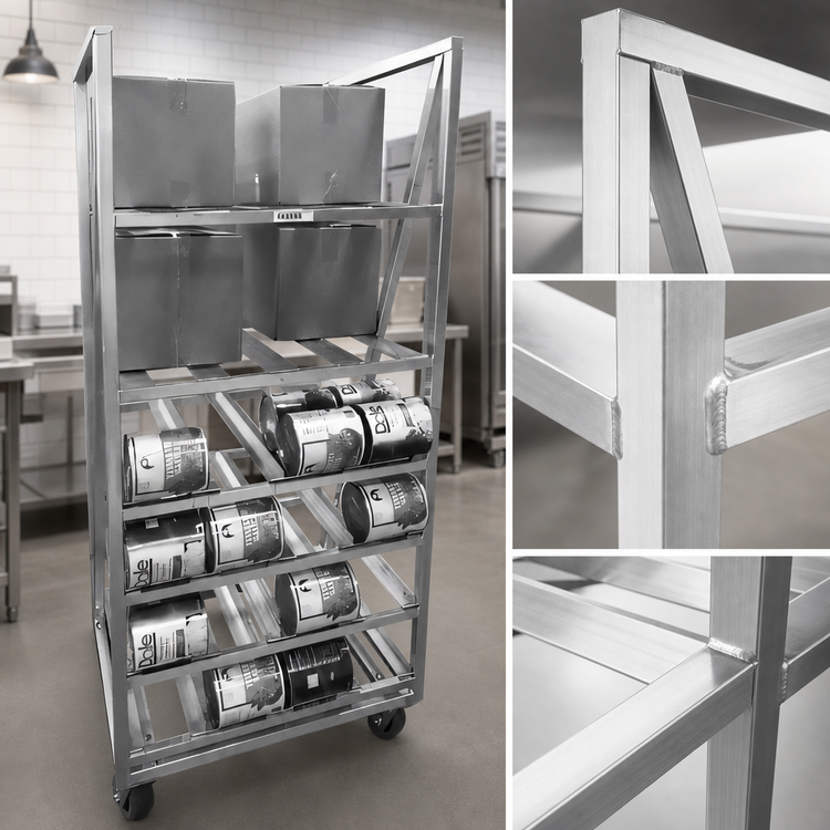 Product image #3 for Heavy-Duty Mobile Aluminum Can and Storage Rack for 80 #10 Cans