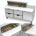 Thumbnail image #4 for Beverage-Air 72-Inch Three-Section Sandwich Top Refrigerated Prep Table with 12 1/6-Size Pan Opening, 4 Drawers, and 1 Door