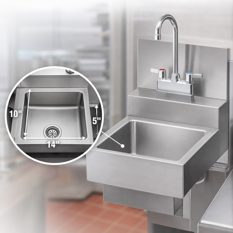 Product image #4 for Eagle Group 1800 Series 10 in. x 14 in. x 5 in. Hand Wash Sink with Faucet and Drain
