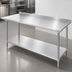 Thumbnail image #3 for Duke 144-Inch Long x 36-Inch Deep 16-Gauge 400 Series Stainless Steel Work Table with 1-1/8-Inch Riser and Galvanized Undershelf