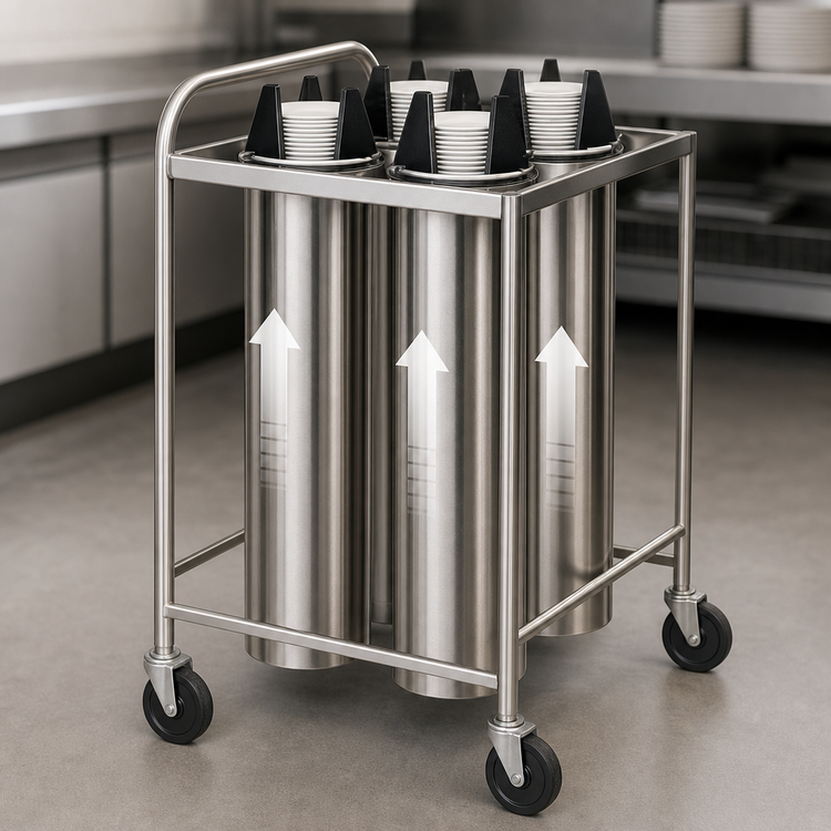 Product image #3 for Dinex Unheated Mobile Plate Dispenser for 10-1/4 Inch Round Plates, Open Frame, Stainless Steel