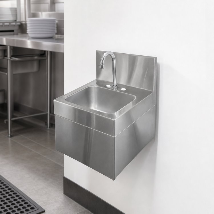 Product image #3 for Glastender Wall-Mount Stainless Steel Hand Sink with Skirt, 14 x 15 Inches Overall