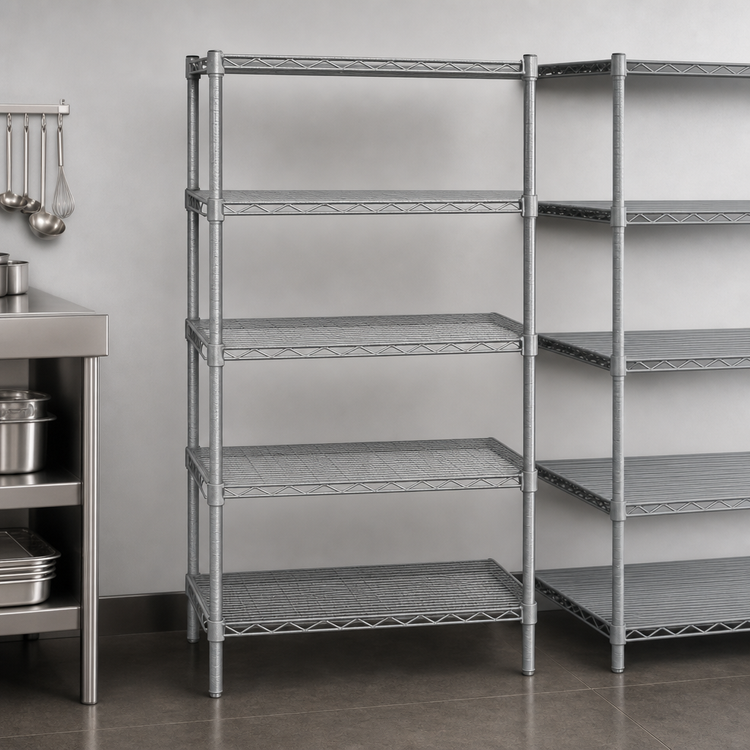 Product image #3 for Valu-Master 42W x 21D x 86H 5-Tier Starter Wire Shelving Unit, Pewter Gray Epoxy Finish